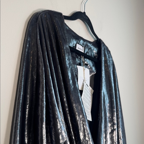 NWT BEARE PARK Velvet Mini Wrap Dress in Silver Tinsel - US 6 - Picture 5 of 8